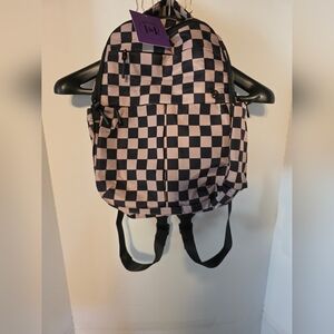 The Iris Mini Backpack (Khaki Checkered) Rainbow Boutique